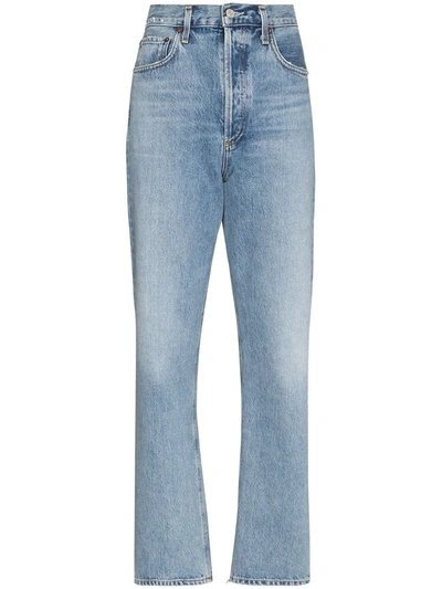 Agolde Cigarette Mid-rise Straight Leg Jean In Passenger In 蓝色