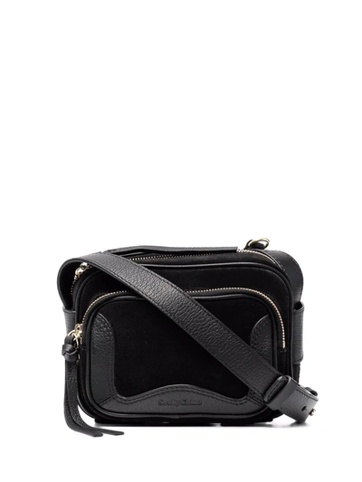 Hana Shoulder Bag In Black Suede And Leather