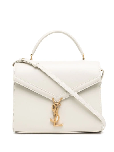 Shop Saint Laurent Cassandra Leather Shoulder Bag In 白色