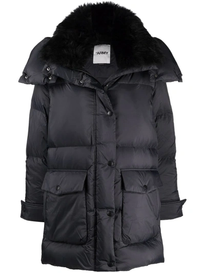 Yves Salomon Black Down Vaporous Lambswool Jacket In Black