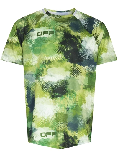 Shop Off-white Active Camouflage Print Mesh T-shirt In 绿色