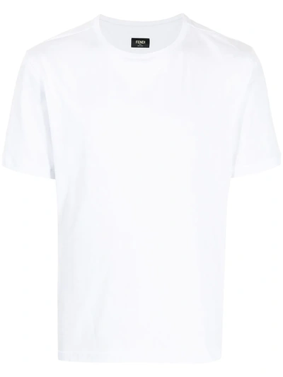 Shop Fendi Logo Plaque T-shirt In 白色