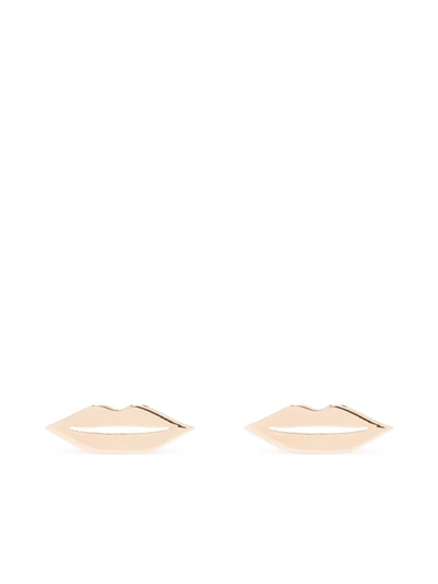 Shop Ginette Ny 18kt Rose Gold French Kiss Stud Earrings In 粉色