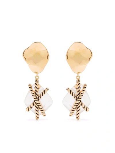 Shop Aurelie Bidermann Mycene Rock Crystal Earrings In 金色