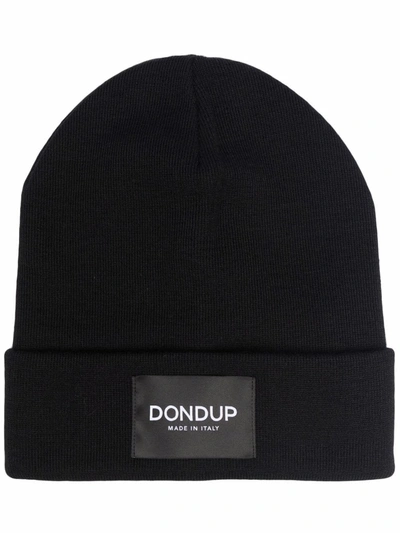 Shop Dondup Logo Patch Beanie In 黑色