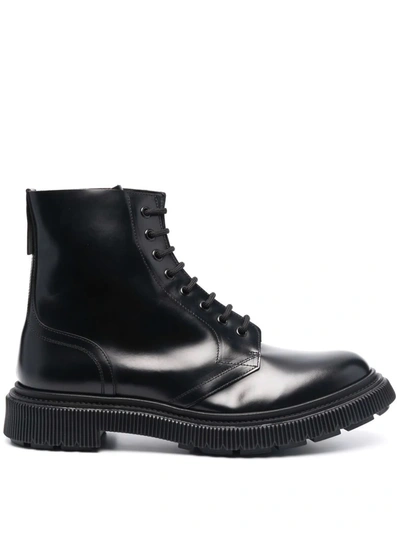 Shop Adieu Typ 165 Leather Military Boots In 黑色