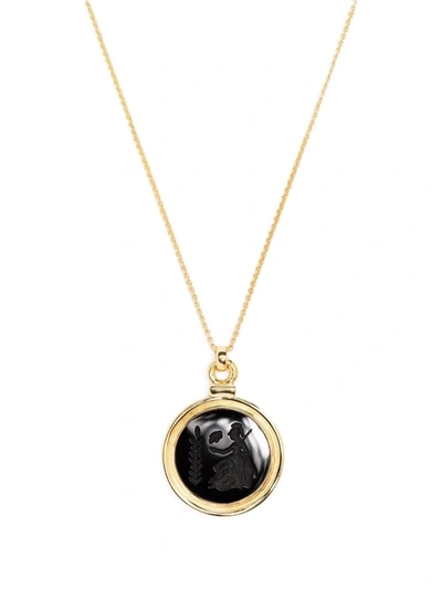 Shop Tom Wood Athena Onyx Pendant Necklace In 金色