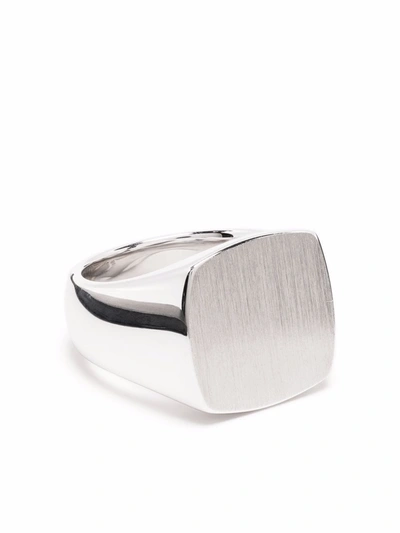 Shop Tom Wood Cushion Satin Square Ring In 银色