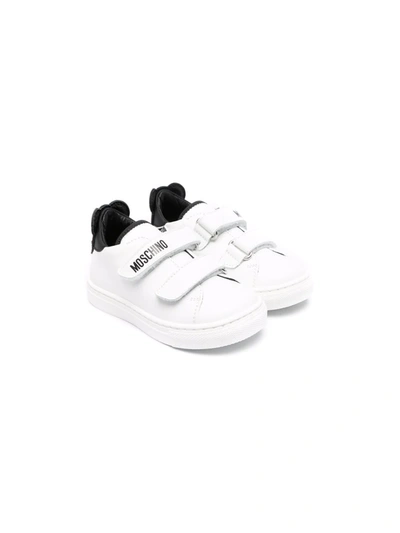 Shop Moschino Teddy Bear Touch Strap Sneakers In 白色