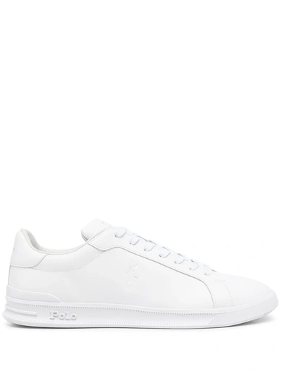 Shop Polo Ralph Lauren Plain Low-top Sneakers In White