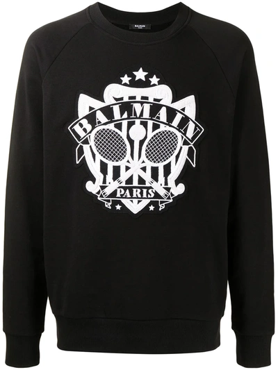 Shop Balmain Logo-embellished Sweatshirt In 黑色