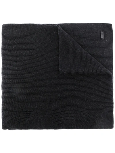 Shop Hugo Boss Logo Knit Scarf In 黑色