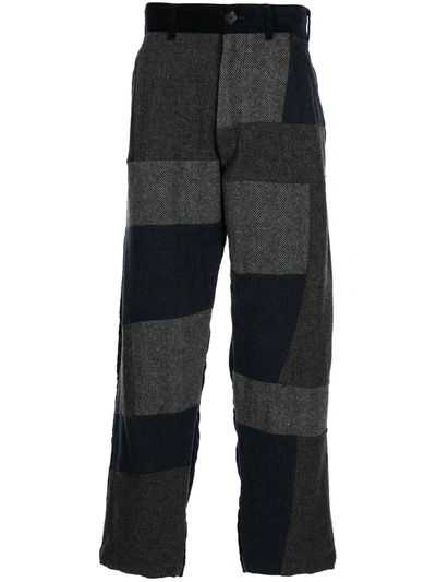 Comme Des Garçons Shirt Contrast Patchwork Straight-leg Trousers In 蓝色