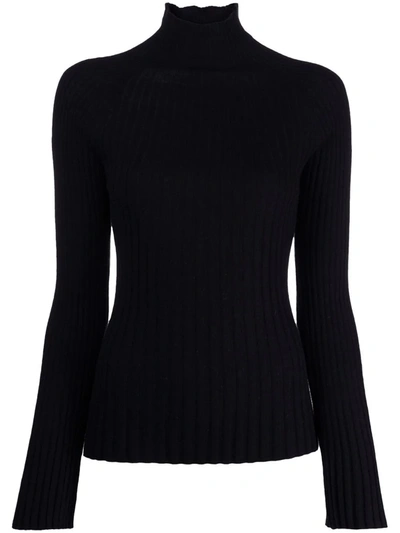 Shop Loulou Studio Ribbed-knit High-neck Sweater In 黑色