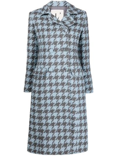 Shop L'autre Chose Houndstooth-pattern Coat In 蓝色