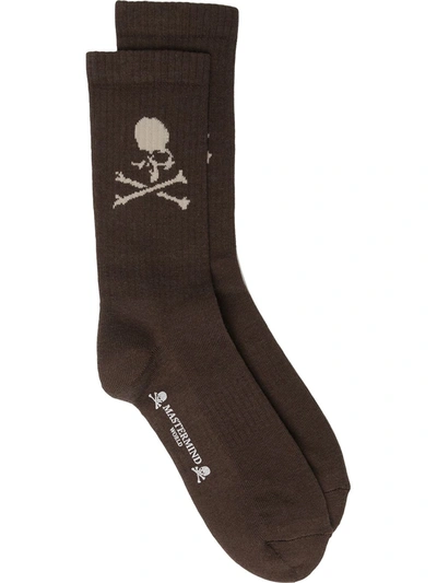 Shop Mastermind Japan Skull Cotton-blend Socks In 褐色