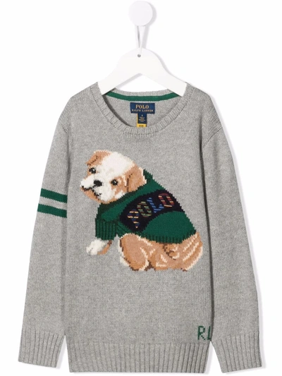 Shop Ralph Lauren Intarsia Dog-knit Jumper In 灰色