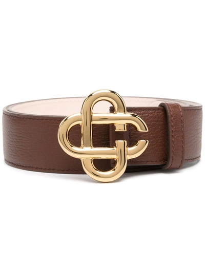Casablanca Brown Logo Buckle Leather Belt In 褐色