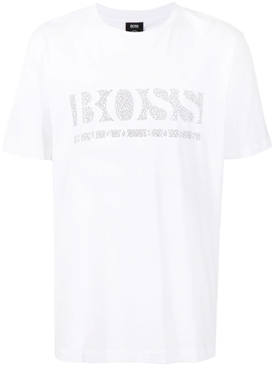 Shop Hugo Boss Pixel Logo T-shirt In 白色
