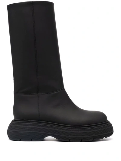 Shop Gia Borghini Marte Leather Boots In 黑色