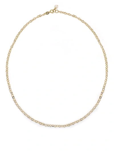 Shop Poppy Finch 14kt Yellow Gold Oval Shimmer Necklace In 金色