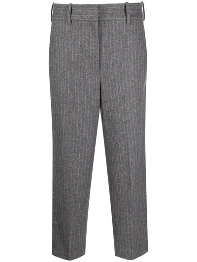 Shop Circolo 1901 Cropped Pinstripe Trousers In 灰色