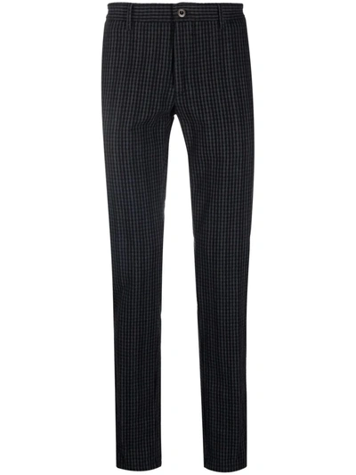 Shop Incotex Checked Slim-cut Trousers In 黑色