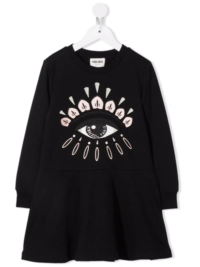 Shop Kenzo Eye-print Dress In 黑色