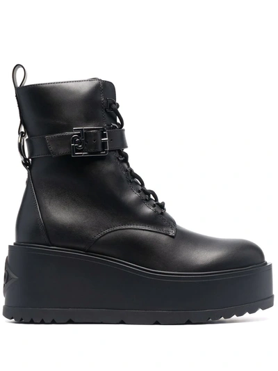 Shop Liu •jo Buckled Platform Boots In 黑色