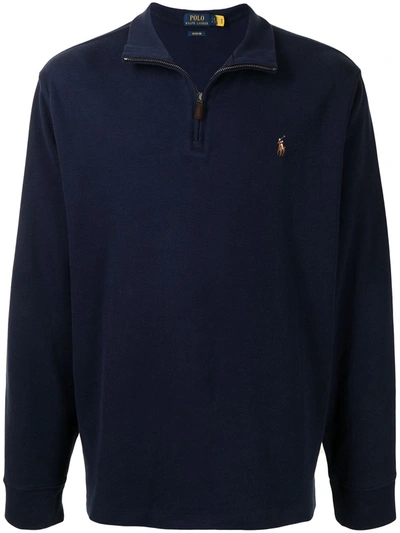 Shop Polo Ralph Lauren High-neck Polo Sweatshirt In 蓝色