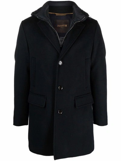 Shop Moorer Layered Single-breasted Coat In 蓝色