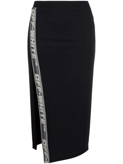 Shop Off-white Logo-tape Detail High-waisted Skirt In 黑色