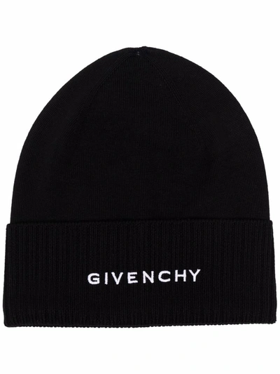 Shop Givenchy Logo-print Wool Beanie In 黑色