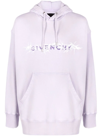 Givenchy Raised Logo Barbed Wire Graphic Hoodie In 紫色
