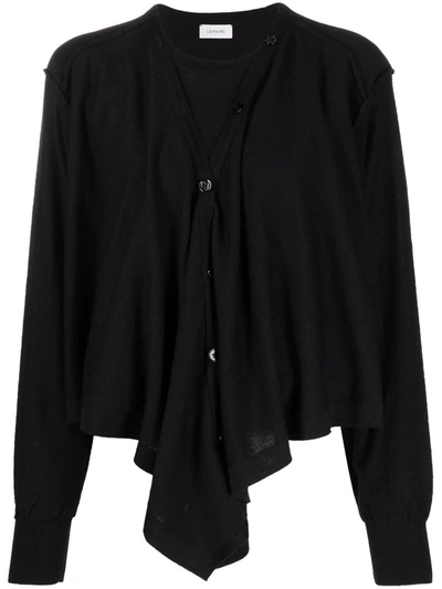 Shop Lemaire Asymmetric Draped Cardigan In 黑色