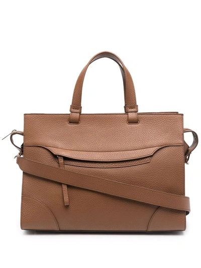 Shop Furla Meraviglia Leather Tote Bag In 褐色