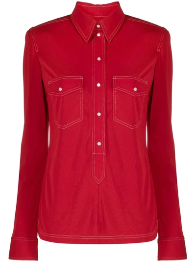Shop Isabel Marant Letty Long-sleeve Shirt In 红色