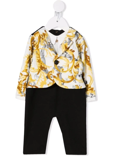 Shop Versace Baroccoflage-print Suit-like Romper In 白色