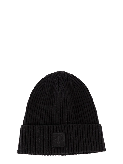 Shop Moose Knuckles Logo Patch Beanie In Black