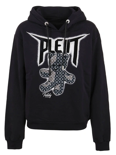 Shop Philipp Plein Teddy Bear Drawstring Sweatshirt In Black