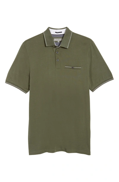 Shop Ted Baker Tortila Slim Fit Tipped Pocket Polo In Khaki