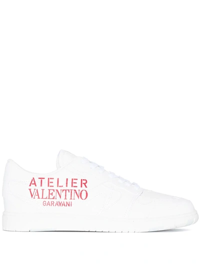 Shop Valentino Wht Red Low Snkr In Weiss