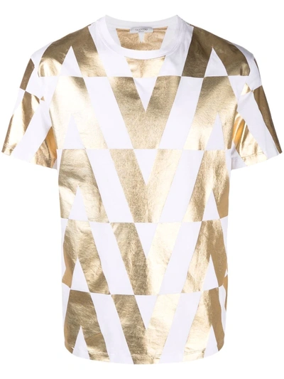 Shop Valentino Logo Print Cotton T-shirt In Weiss