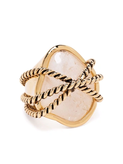 Shop Aurelie Bidermann Mycene Rock Crystal Ring In Gold