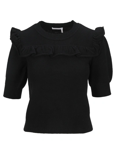 Shop See By Chloé Ruffle Detail Knit Top In Black