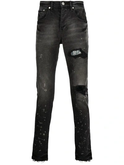 Purple Brand Paint Splatter-print Distressed Jeans In Schwarz | ModeSens