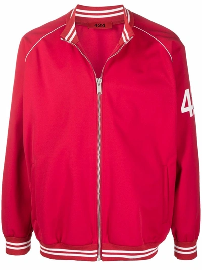 Shop 424 Logo-print Sleeve Jacket In Rot