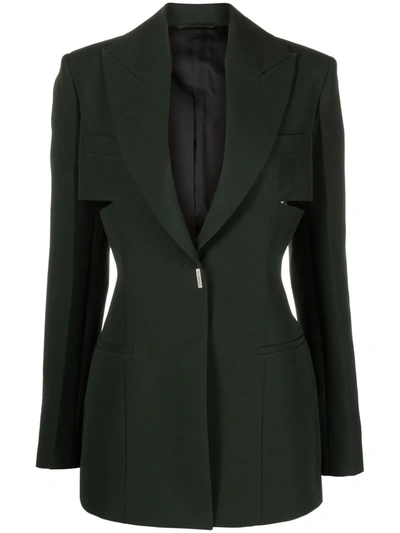 Shop Givenchy Slit-detail Fitted-waist Blazer In Grün