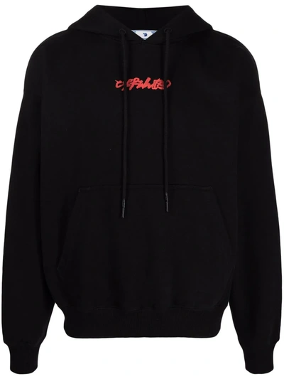 Off-white Logo-print Arrow Painterly-print Hoodie In Schwarz