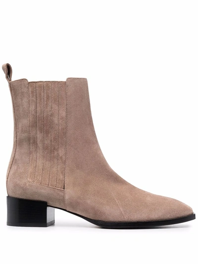 Shop Aeyde Pointed Toe Suede Boots In Nude